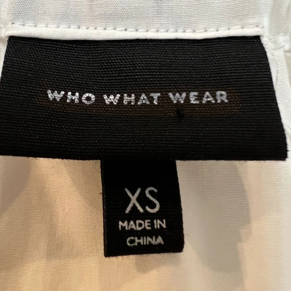 Who‎ What Wear White Cotton Tie Waist Dress Puff Short Embellished Sleeves. XS. - Picture 2 of 10